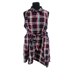 TORRID Women Plus Size 5X Poplin Collared Shirt Dress Plaid Button Up  20NA